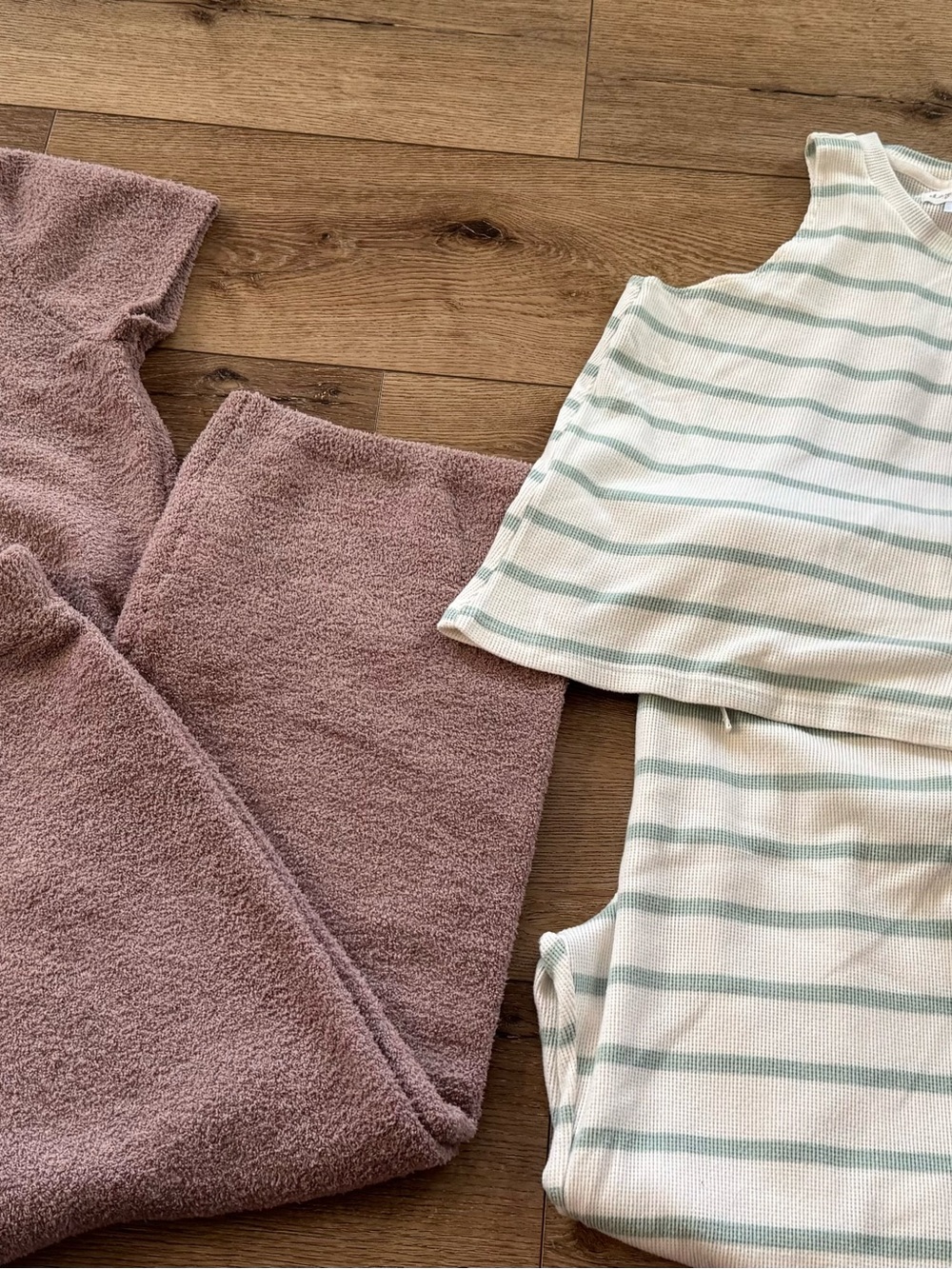 Cozy Mauve Lounge Matching Set + Mint Striped Tank Matching Set - Picture 2 of 2